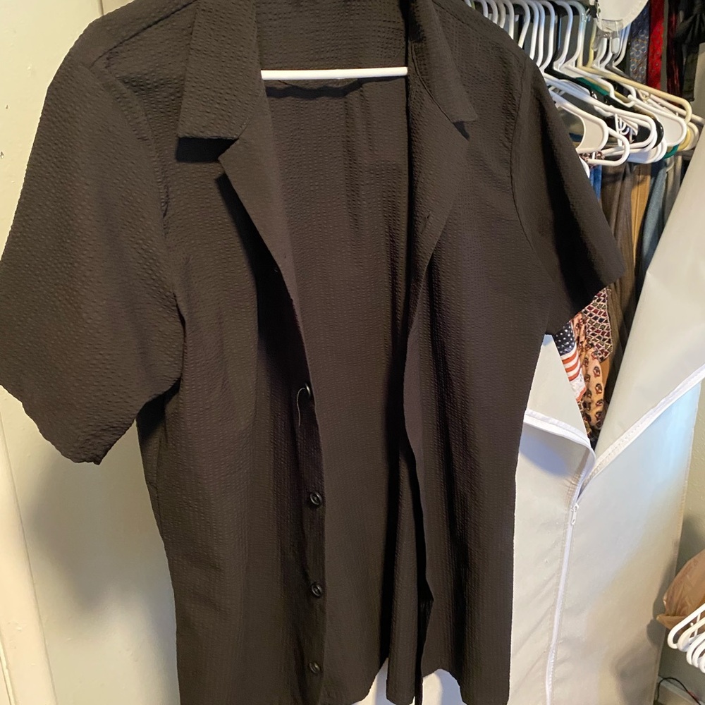 Men's Black Short Sleeve button up